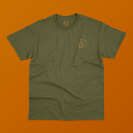 Military Green Tee Shirt with Silkscreen Printing